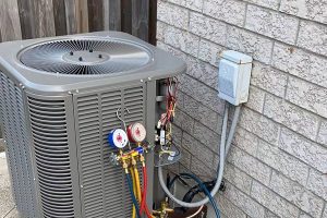 Technician repairing an air conditioning